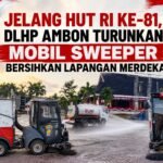 Jelang HUT RI, DLHP Ambon Kerahkan Mobil Sweeper Bersihkan Lapangan Merdeka